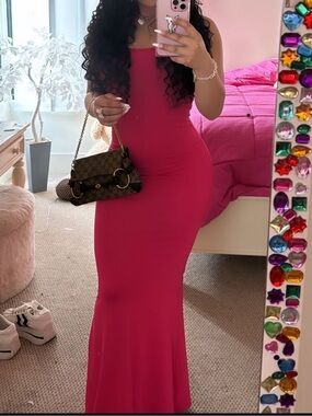 Hot Pink  adjustable cami mermaid  Maxi Dress
